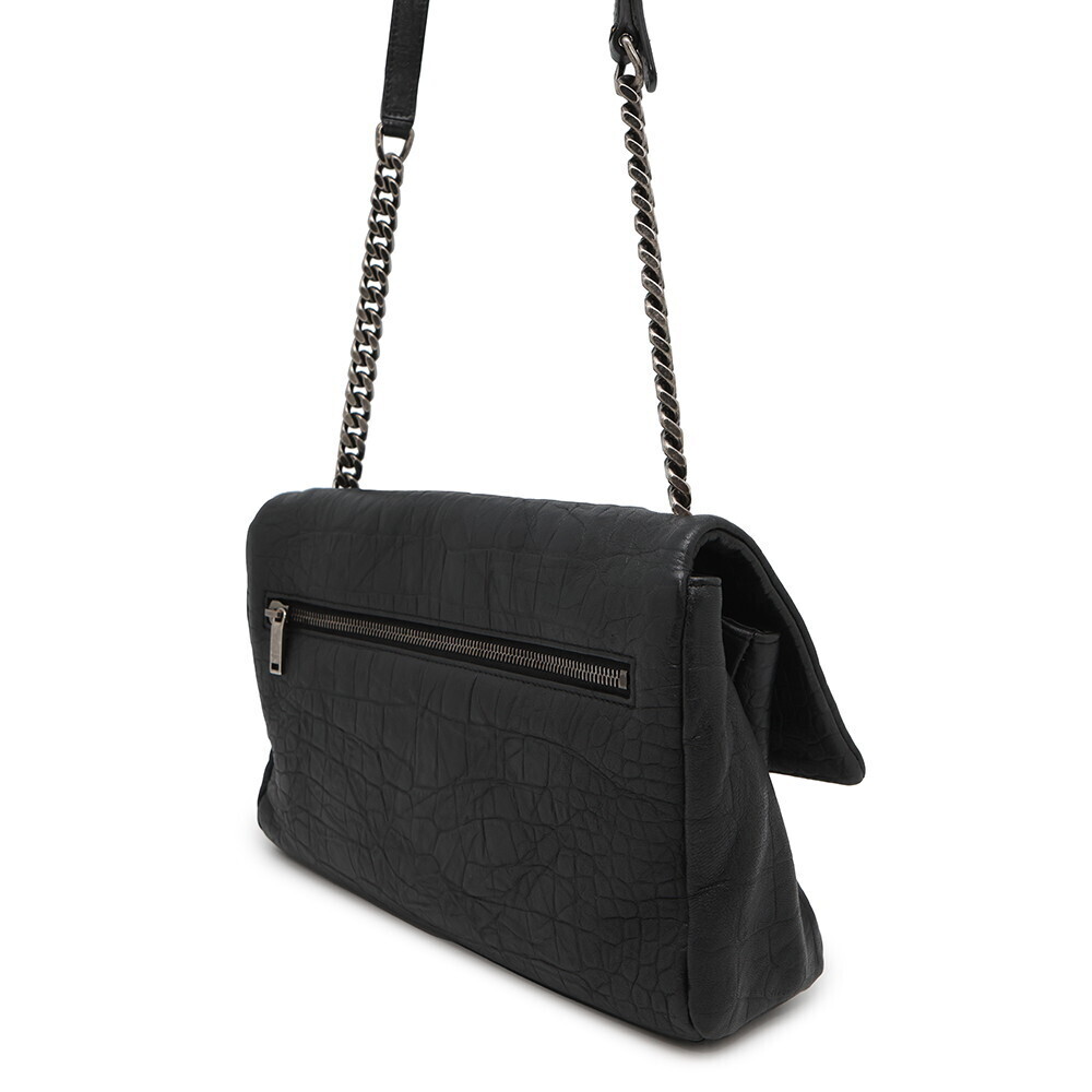 Saint Laurent Paris Shoulder Bag West Hollywood Embossed Leather Black - Picture 2 of 12